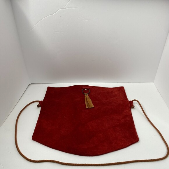 Maslinda Designs Red Leather Suede Purse Satchel - Picture 2 of 7
